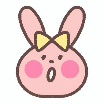 ひらめいた顔のリボンをつけたうさぎ うさぎ,ひらめく,気付く,驚く,表情,リボン,動物,生き物,顔,ほのぼののイラスト素材