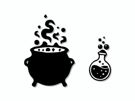 ハロウィンの不気味な毒薬 ハロウィン,不気味,薬,毒,ポーション,鍋,煮込み,フラスコ,丸底,ガラスのイラスト素材