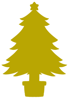 クリスマスツリーのシルエット（黄色） クリスマス,クリスマスツリー,モミの木,シルエット,星,スター,12月,師走,冬,アイコンのイラスト素材