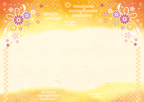 背景934 背景,和風,和柄,和紙,オレンジ,黄色,かわいい,きれい,水彩風,七宝柄のイラスト素材