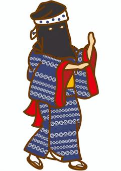 西馬音内盆踊り2-4c 西馬音内,盆踊り,秋田,祭り,踊り,伝統,頭巾,はちまき,着物,草履のイラスト素材