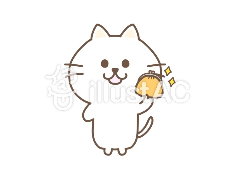 財布を持つねこ 猫,白猫,財布のイラスト素材