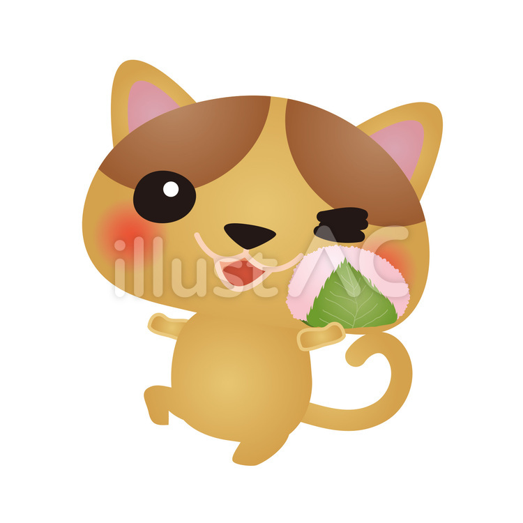 cat090 猫,さくらもち,ひなまつりのイラスト素材