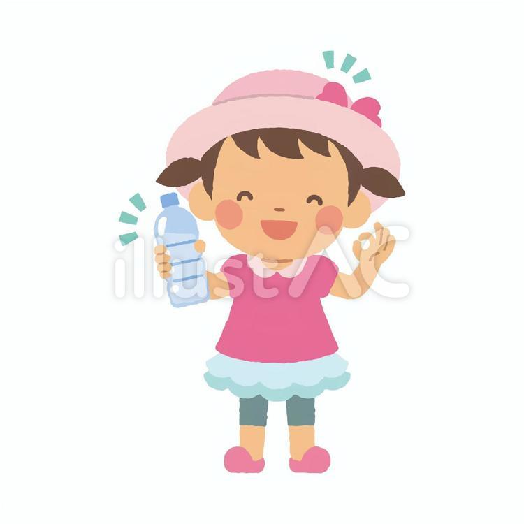 熱中症対策をした女の子 女性,人物,子どものイラスト素材