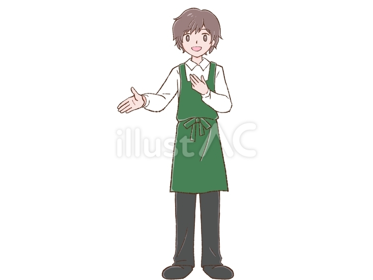 エプロンの店員 エプロン,店員,カフェ店員のイラスト素材
