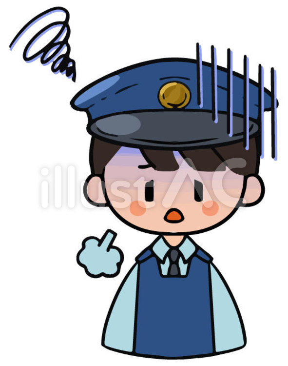 がっかり落ち込むお巡りさんのイラスト 警察官,警官,お巡りさんのイラスト素材