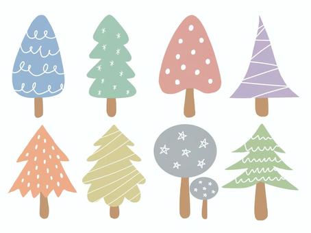 北欧テイストの木セット 北欧テイストの木セット 冬,雪,雪景色,ツリー,森,木,植物,自然,北欧,シンプルのイラスト素材