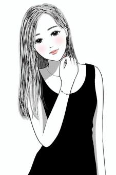  女性 上半身 モノクロ 美人 おしゃれ 女性,上半身,モノクロ,美人,おしゃれのイラスト素材