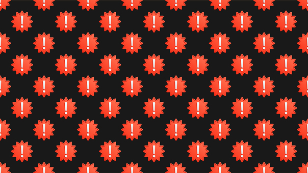 赤いトゲトゲの警告マークの黒い背景 注意,背景,禁止,マーク,パターン,アイコン,模様,ビックリマーク,エクスクラメーション,壁紙のイラスト素材