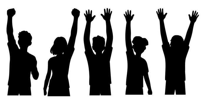 #3424応援する人物シルエット 人物,シルエット,応援,人影,黒,デザイン,素材のイラスト素材