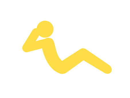 筋トレ：腹筋運動で体を鍛える人（黄） 人,人物,全身,ピクトグラム,筋トレ,腹筋,腹筋運動,シットアップ,シックスパック,トレーニングのイラスト素材