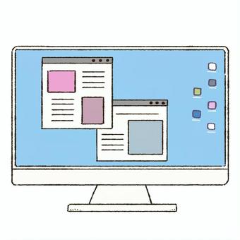 手描きのデスクトップパソコン パソコン,デスクトップ,画面,手描き,フォルダ,ファイルのイラスト素材