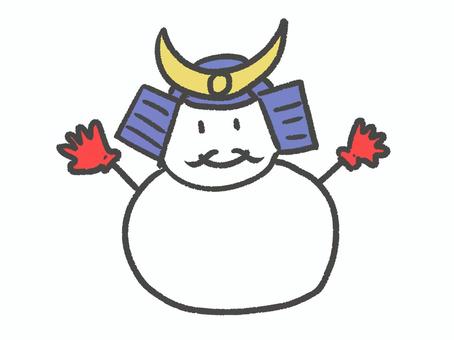 冬将軍 冬将軍,冬,雪,雪だるま,兜,手袋,天気,ひげ,12月,1月のイラスト素材