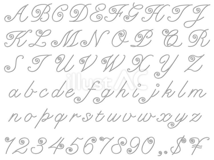 銀線アルファベットと数字 文字,数字,アルファベットのイラスト素材