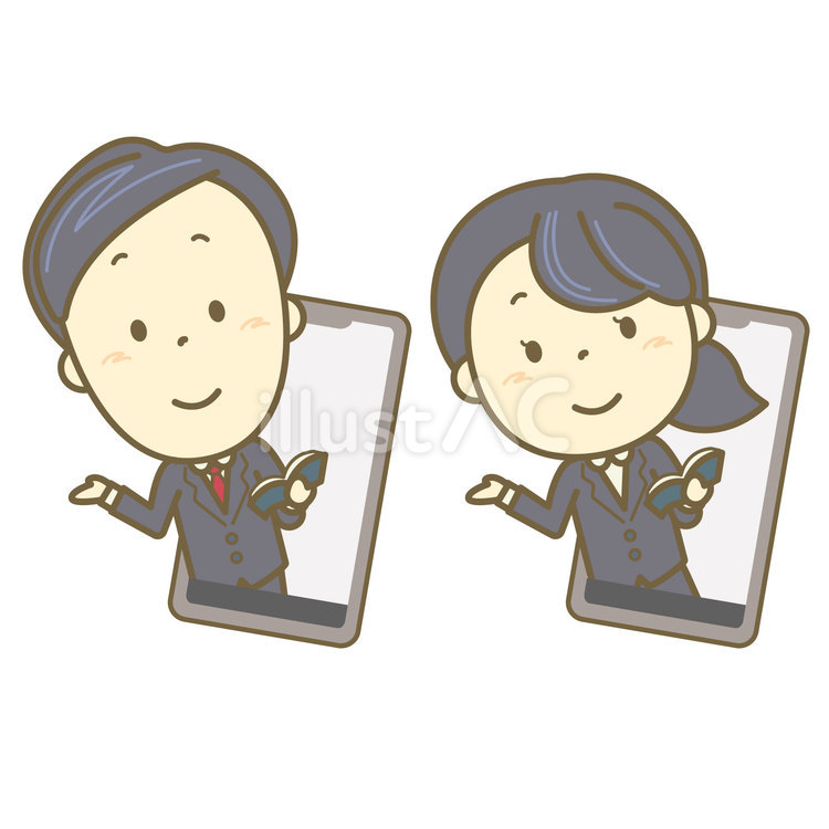 男性女性の教師とスマホ スマホ,スマートフォン,男性のイラスト素材