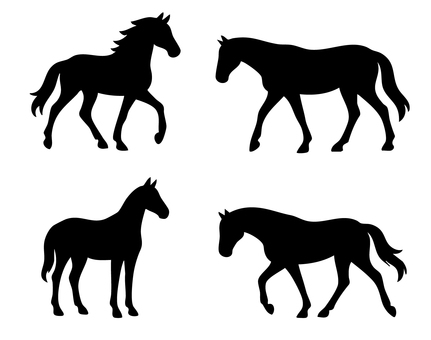 #3326馬シルエット #3326馬シルエット 馬,シルエット,干支,午年,動物,哺乳類,乗馬,牧場,競馬,ポニーのイラスト素材