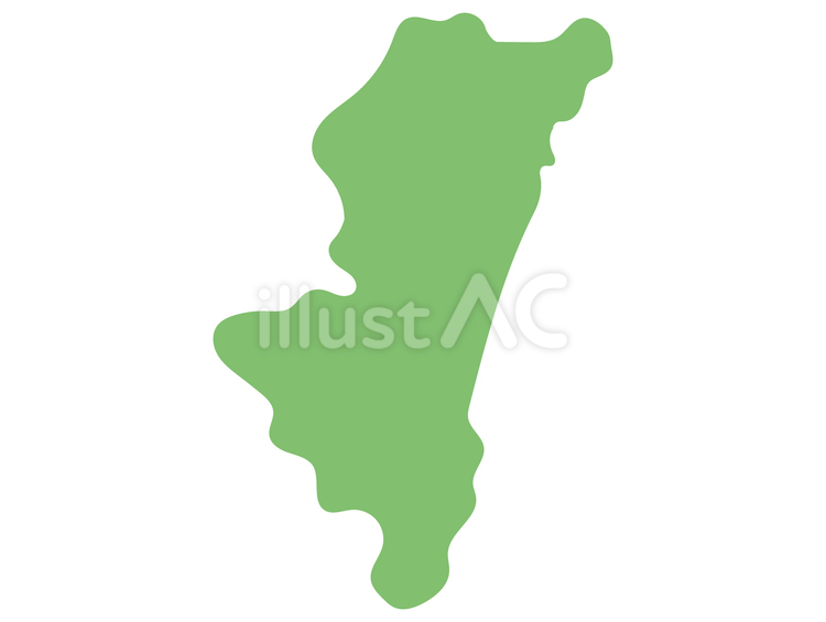 やわらかい輪郭の手書き風の宮崎県 宮崎,地図,県のイラスト素材