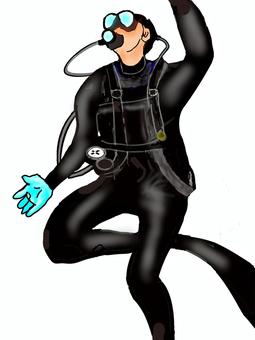 世界の衣装　ダイバー ダイビング,酸素ボンベ,潜る,海中,潜水,ダイバー,水圧のイラスト素材