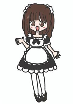 メイドのイラスト メイド,女の子,人物,メイド服,コスプレ,笑顔,メイド喫茶,かわいい,イラストのイラスト素材