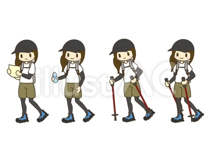 登山中の女性