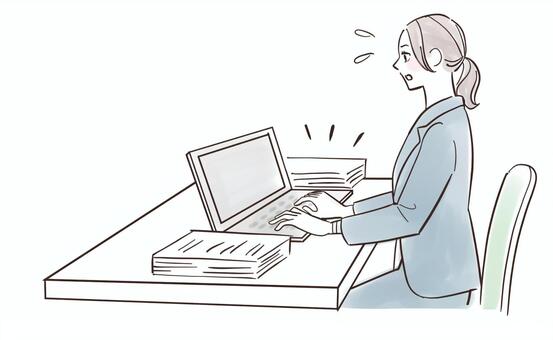 忙しくて焦っている女性 女性,困る,パソコン,悩む,操作,30代,トラブル,若い,人物,インターネットのイラスト素材