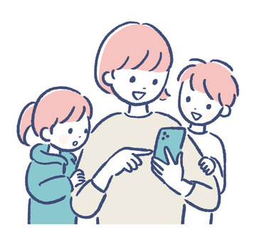 スマホで何か見て喜んでいる様子３ スマホ,スマートフォン,電話,インターネット,sns,発見,楽しい,ワクワク,笑顔,喜ぶのイラスト素材