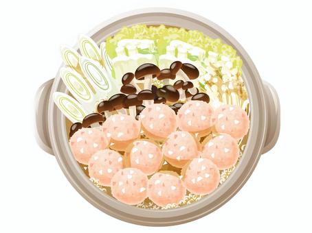 エビのつみれ鍋 つみれ鍋,鍋物,冬,料理,食べ物,つみれ,ネギ,春菊,しめじ,土鍋のイラスト素材