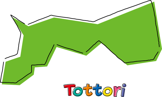 鳥取　手描き風のシンプルな線画の地図  鳥取,県,都道府県,手描き,フリーハンド,地域,地方,地図,ラフ,シンプルのイラスト素材