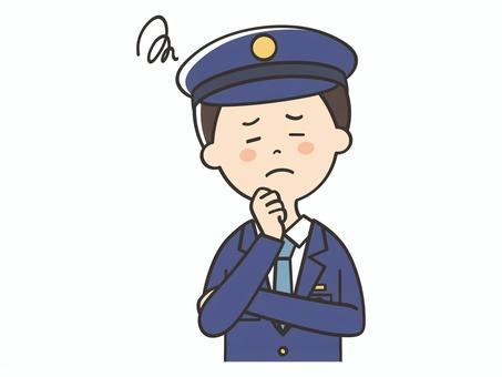 悩む男性警察官 悩む,困る,警察官,不安,考える,心配,わからない,不満,警察,警官のイラスト素材