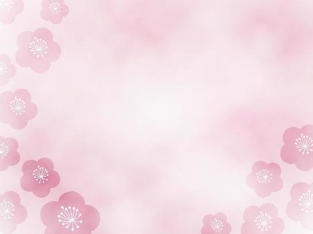 背景169_水彩風梅の花2 梅,和柄,和風,濃淡,ピンク,おしゃれ,日本,メッセージ,カード,ポストカードのイラスト素材