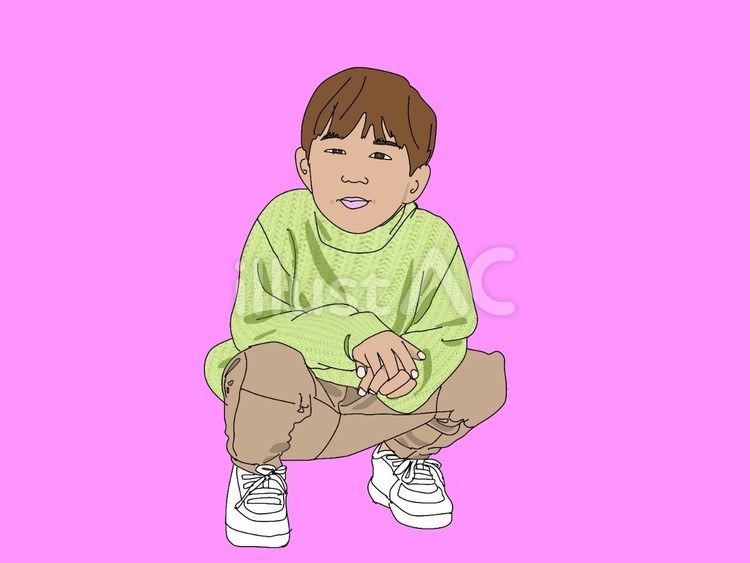 しゃがむ男の子 男の子,子供,しゃがむのイラスト素材