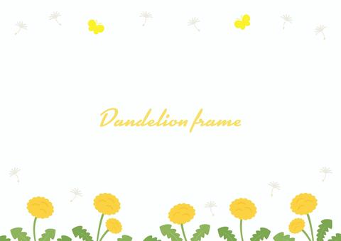 たんぽぽの春のフレーム08 春,たんぽぽ,タンポポ,背景,フレーム,花,手描き,おしゃれ,かわいい,枠のイラスト素材
