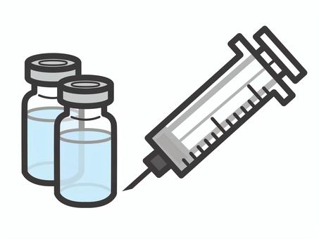 注射器とバイアル２個セット01 注射,注射器,バイアル,薬瓶,予防接種,医療,アイコン,マーク,シンプルのイラスト素材