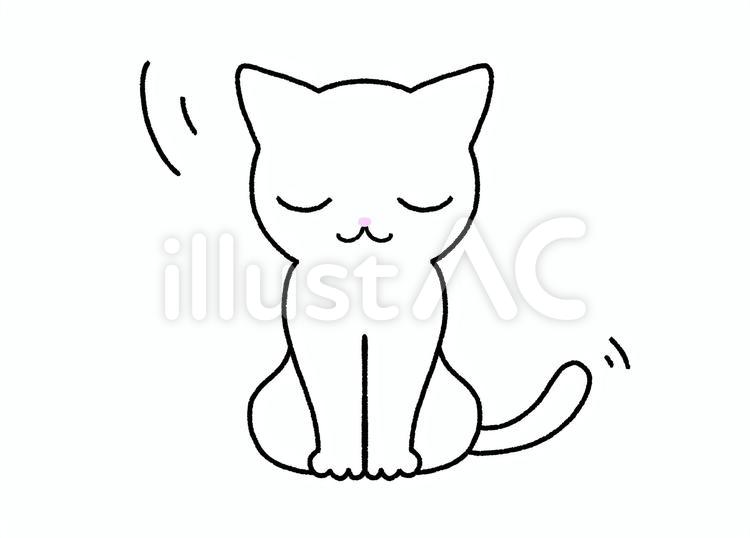 三つ指をついて正座してお辞儀する白猫 動物,生き物,猫のイラスト素材