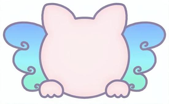 天使の猫ちゃんピューん♪ ブルー 天使の猫ちゃんピューん♪ ブルー 猫,顔,メモ,書き込み,ブルー,羽根,天使,カラーのイラスト素材