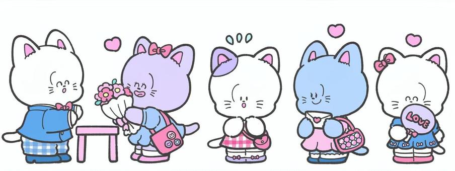 猫アイドルのイベントの手描きイラスト 握手会,推し活,サイン会,アイドル,イベント,かわいい,猫,手描き,推し,ファンのイラスト素材