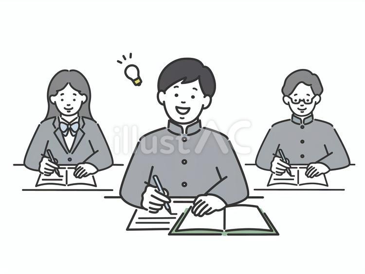 授業内容が理解できる男子学生　学習 やる気,理解,嬉しいのイラスト素材