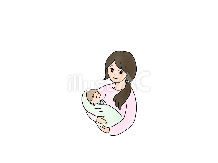 赤ちゃんを抱く女性 赤ちゃん,母子,お母さんのイラスト素材