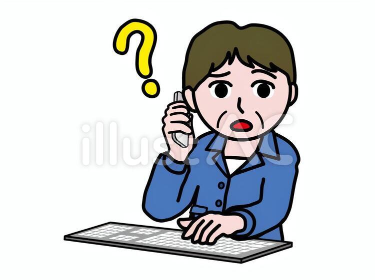 PC操作（783）はてなスマホ斜め事務員 スマホ,パソコン,電話のイラスト素材
