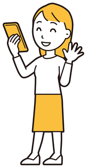  ロングヘア女性(黄)-032-全身