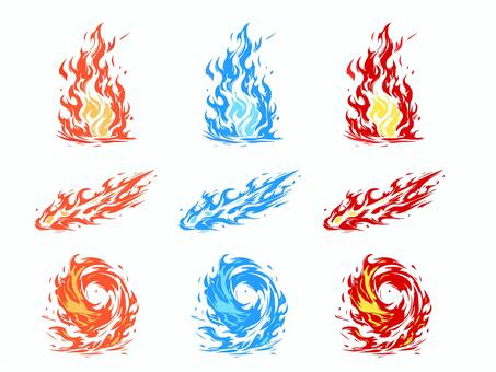 漫画調の炎をエフェクトイラストセット 漫画調,炎,おしゃれ,デザイン,エフェクト,火,セット,ファイヤーのイラスト素材