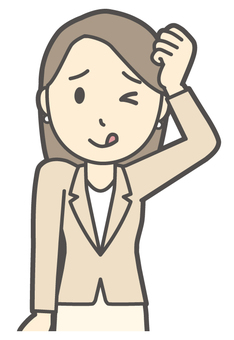  カジュアルスーツ女性-267-バスト てへぺろ,笑顔,会社員,女性,スーツ,ビジネス,仕事,ol,人,大人のイラスト素材