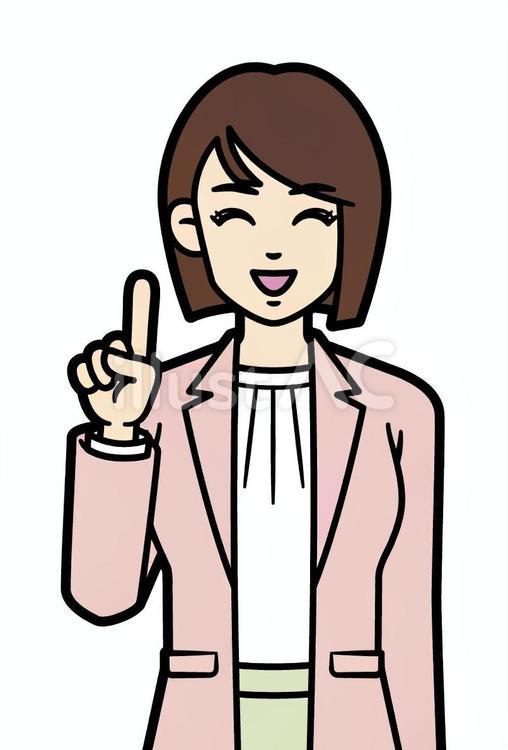 人差し指を立てる若い私服の女性 人物,女性,会社員のイラスト素材