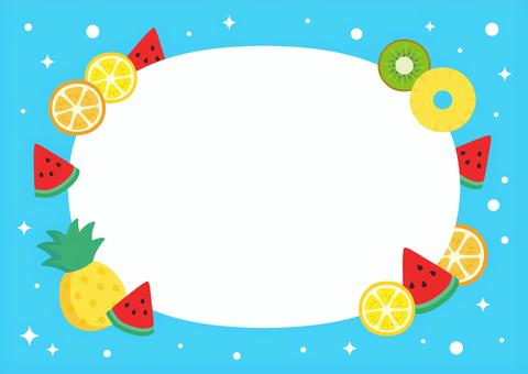 夏のフルーツのフレーム01 夏,スイカ,すいか,背景,フレーム,7月,8月,おしゃれ,手描き,デザインのイラスト素材