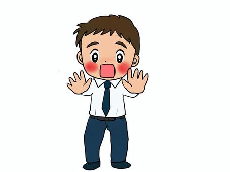 赤面して否定する男性 男性,人物,赤面,恥ずかしい,照れる,会社員,学生,男子,止める,否定のイラスト素材