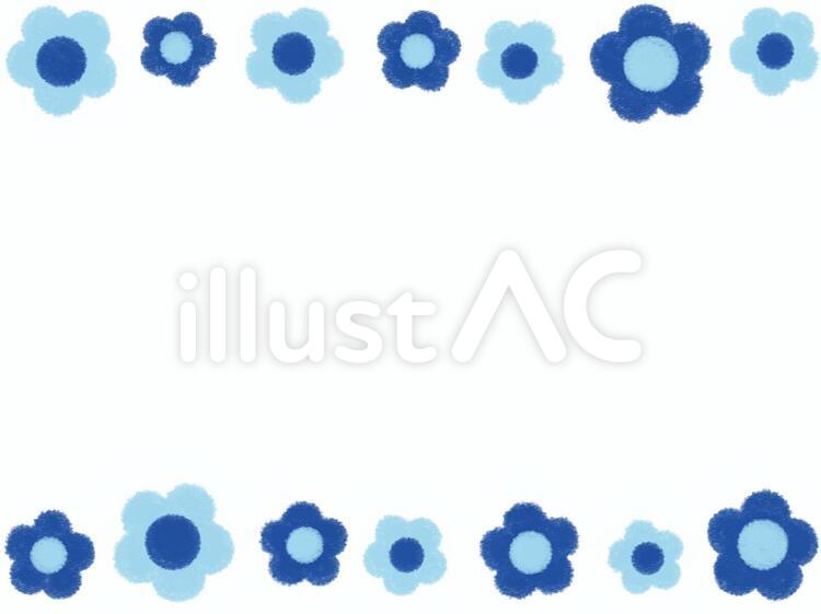 青クレヨンの花のフレーム 花,クレヨン,フレームのイラスト素材