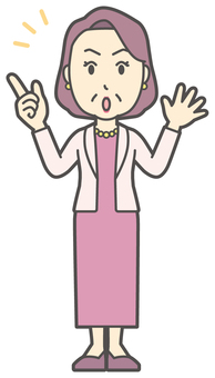 真剣な顔で注意している裕福マダム 注意,おばさん,中年,女性,富裕層,マダム,裕福,お金持ち,ミセス,おばちゃんのイラスト素材