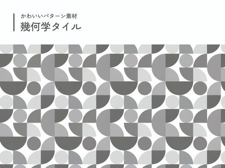 かわいい幾何学タイルのパターン01グレー タイル,幾何学,ジオメトリック,丸,円,パターン,背景,素材,包装紙,包み紙のイラスト素材