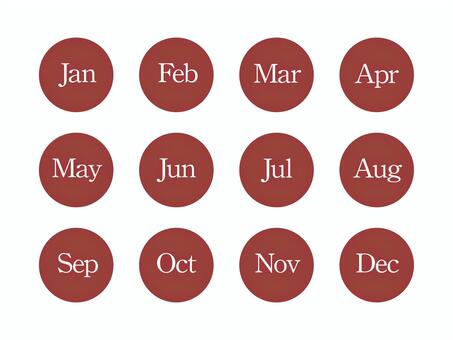 シンプルな月アイコン（丸・英語）01 月,月アイコン,カレンダー,1月,2月,3月,4月,5月,6月,7月のイラスト素材