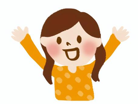 万歳する女子